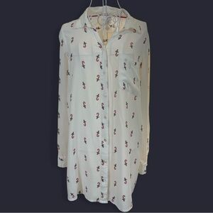 Intro. Long Sleeve Candy Cane Button Up Blouse